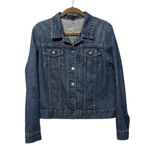 J. CREW Embroidered Girl Power Denim Jacket L